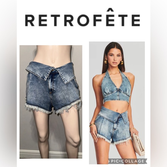 Retrofête Distressed Denim Azure Short 28 - Picture 1 of 12
